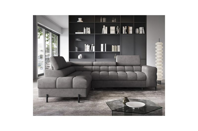 Hjørnesofa Eltap Ferucce 276x200x93 cm - Aura 04, Grå, Venstre - Møbler - Sofaer - Sovesofaer