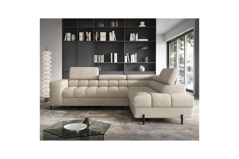 Hjørnesofa Eltap Ferucce 276x200x93 cm - Aura 18, Beige, Høyre - Møbler - Sofaer - Sovesofaer