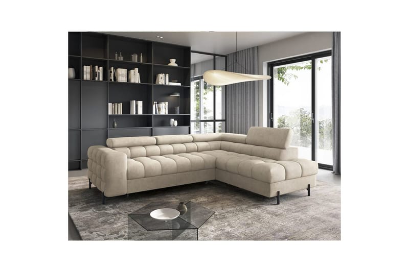 Hjørnesofa Eltap Ferucce 276x200x93 cm - Aura 18, Beige, Høyre - Møbler - Sofaer - Sovesofaer