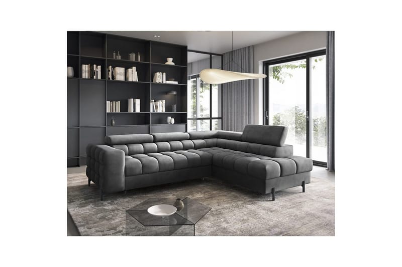 Hjørnesofa Eltap Ferucce 276x200x93 cm - Paros 06, Mørkegrå, Høyre - Møbler - Sofaer - Sovesofaer