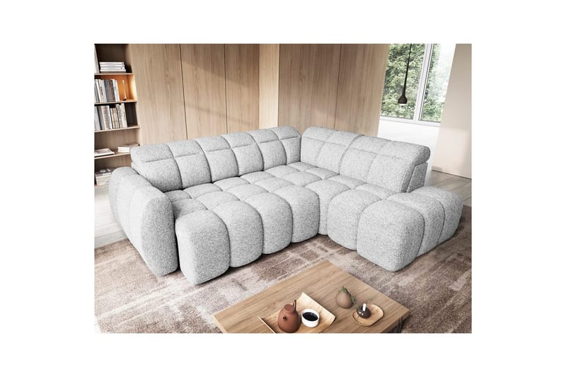 Hjørnesofa Eltap Flconn 258x208x107 cm - Coralline 01, Grå, Høyre - Møbler - Sofaer - Sovesofaer