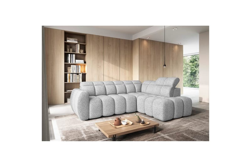 Hjørnesofa Eltap Flconn 258x208x107 cm - Coralline 01, Grå, Høyre - Møbler - Sofaer - Sovesofaer