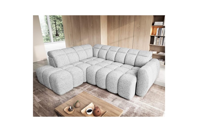 Hjørnesofa Eltap Flconn 258x208x107 cm - Coralline 01, Grå, Venstre - Møbler - Sofaer - Sovesofaer