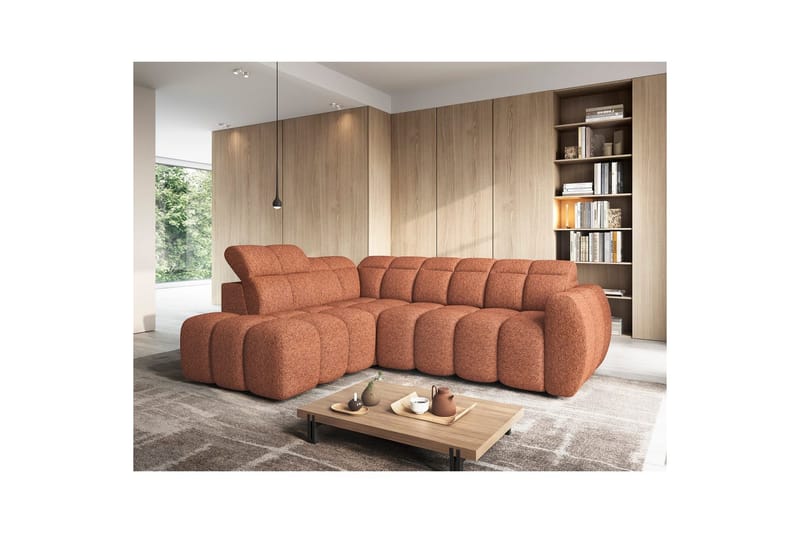 Hjørnesofa Eltap Flconn 258x208x107 cm - Coralline 30, Oransje, Venstre - Møbler - Sofaer - Sovesofaer