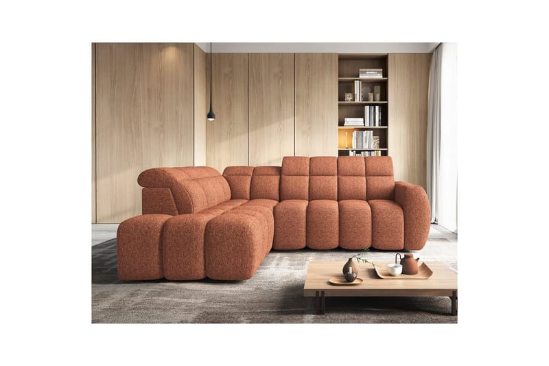 Hjørnesofa Eltap Flconn 258x208x107 cm - Coralline 30, Oransje, Venstre - Møbler - Sofaer - Sovesofaer
