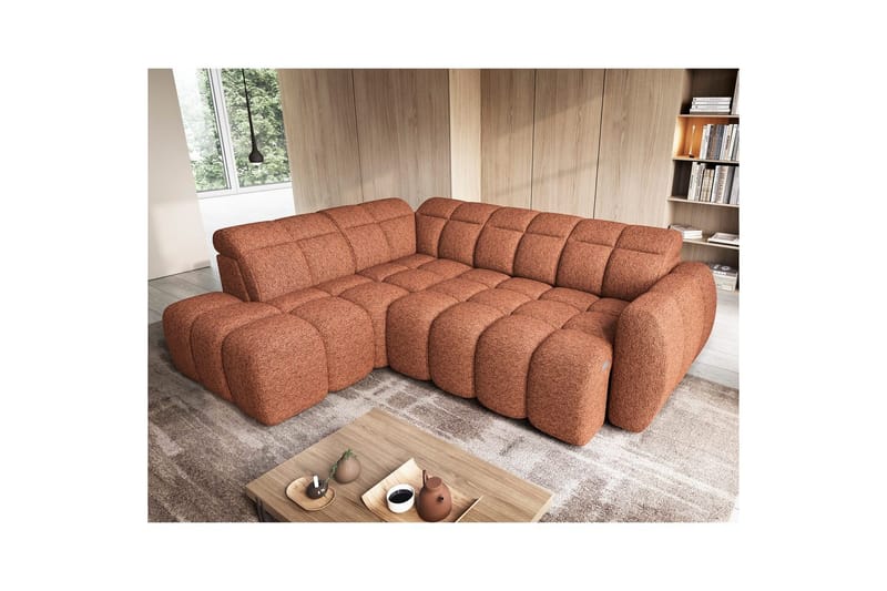 Hjørnesofa Eltap Flconn 258x208x107 cm - Coralline 30, Oransje, Venstre - Møbler - Sofaer - Sovesofaer