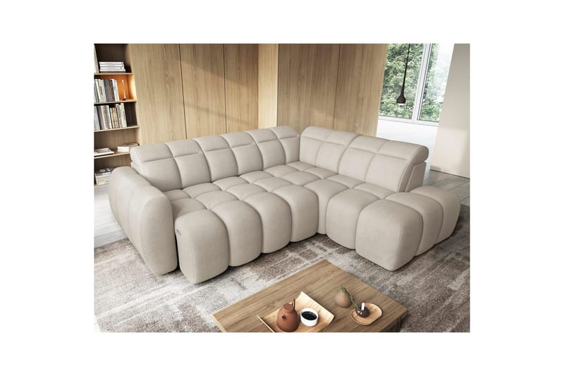 Hjørnesofa Eltap Flconn 258x208x107 cm - Royal 18, Beige, Høyre - Møbler - Sofaer - Sovesofaer