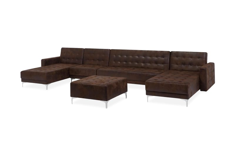 Hjørnesofa H CLOUD - Brun - Skinnsofaer - Fløyel sofaer - Sofa 3 seter - 4 seter sofa - Sofaer - 2 seter sofa