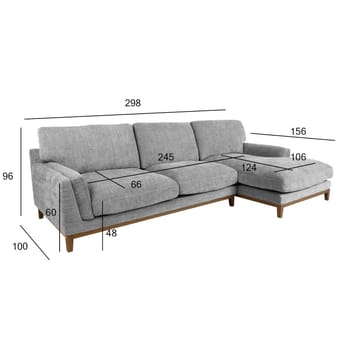 Hjørnesofa HOME4YOU Basil Grå Høyre hjørne - grå - Møbler - Sofaer - Hjørnesofa