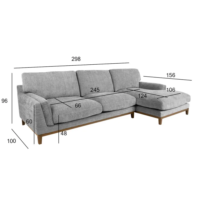 Hjørnesofa HOME4YOU Basil Grå Høyre hjørne - grå - Møbler - Sofaer - Hjørnesofa