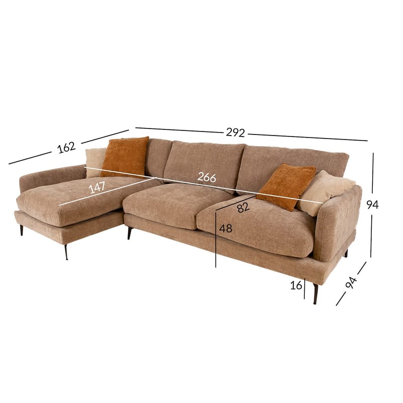 Hjørnesofa HOME4YOU Daisy Beige Venstre hjørne - beige - Møbler - Sofaer - Hjørnesofa