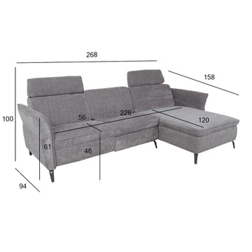 Hjørnesofa HOME4YOU Dayton elektrisk recliner Lys grå Høyre hjørne - lysegrå - Møbler - Sofaer - Reclinersofaer