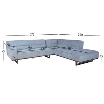 Hjørnesofa HOME4YOU Hasso sølvgrå Høyre hjørne - sølvgrå - Møbler - Sofaer - Hjørnesofa
