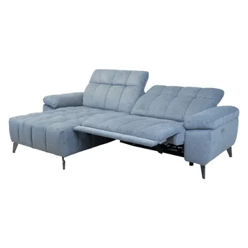 Hjørnesofa HOME4YOU Luzern elektrisk recliner Blågrå Venstre hjørne - blågrå - Møbler - Sofaer - Reclinersofaer