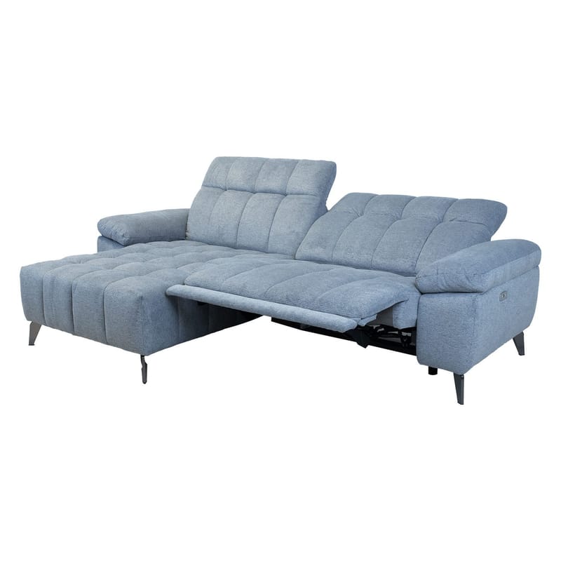 Hjørnesofa HOME4YOU Luzern elektrisk recliner Blågrå Venstre hjørne - blågrå - Møbler - Sofaer - Reclinersofaer
