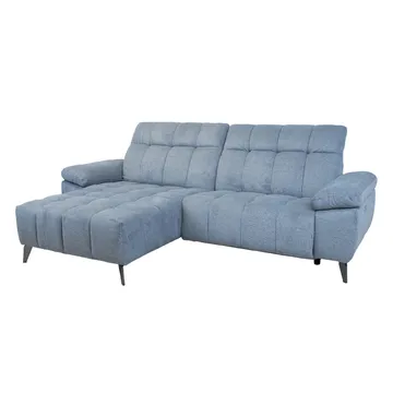 Hjørnesofa HOME4YOU Luzern elektrisk recliner Blågrå Venstre hjørne - blågrå - Møbler - Sofaer - Reclinersofaer
