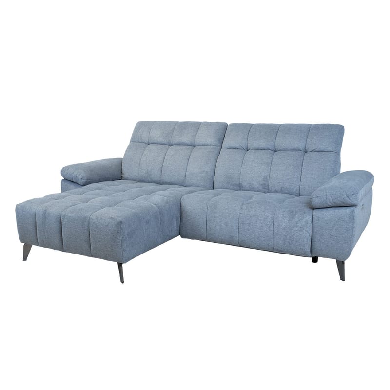 Hjørnesofa HOME4YOU Luzern elektrisk recliner Blågrå Venstre hjørne - blågrå - Møbler - Sofaer - Reclinersofaer