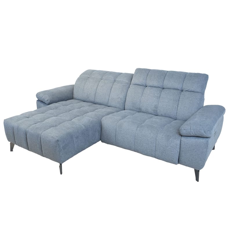Hjørnesofa HOME4YOU Luzern elektrisk recliner Blågrå Venstre hjørne - blågrå - Møbler - Sofaer - Reclinersofaer