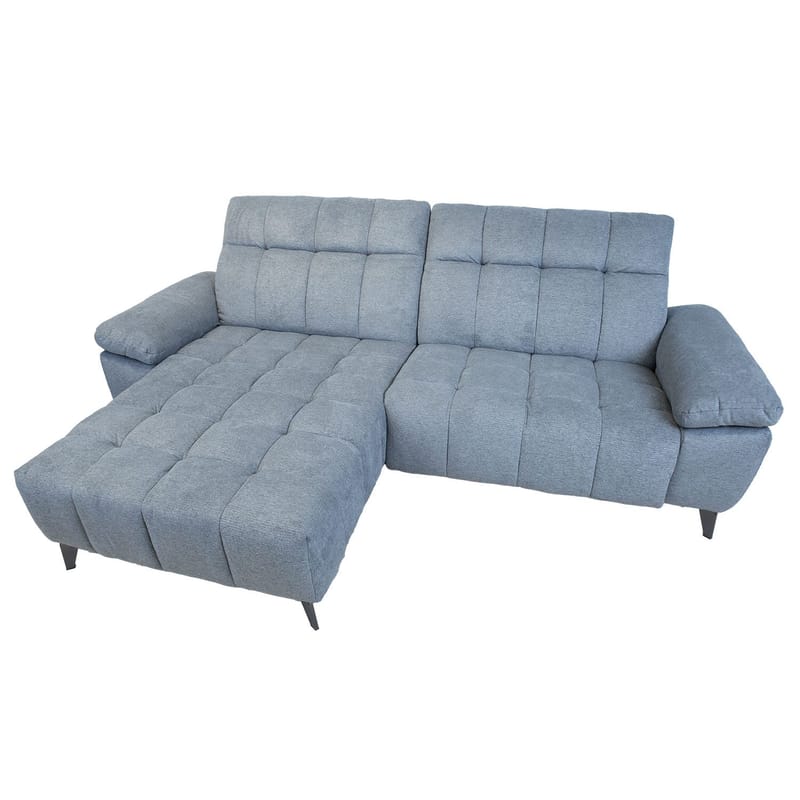 Hjørnesofa HOME4YOU Luzern elektrisk recliner Blågrå Venstre hjørne - blågrå - Møbler - Sofaer - Reclinersofaer