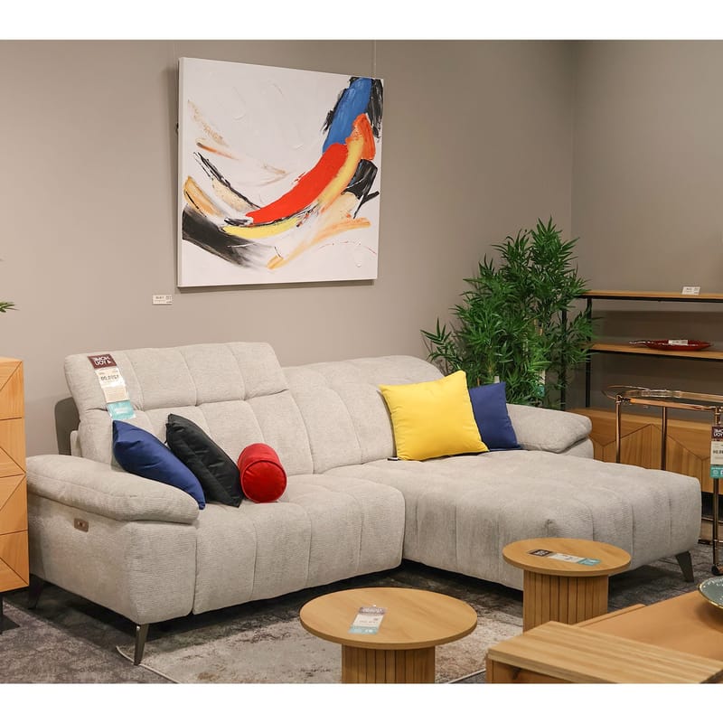 Hjørnesofa HOME4YOU Luzern elektrisk recliner Lys grå Høyre hjørne - lysegrå - Møbler - Sofaer - Reclinersofaer