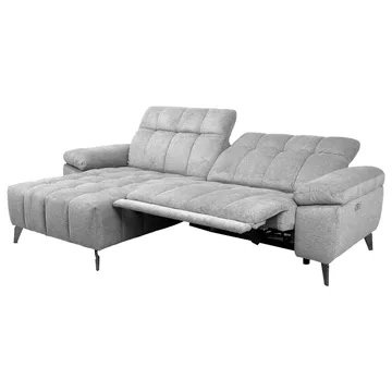 Hjørnesofa HOME4YOU Luzern elektrisk recliner Lys grå Venstre hjørne - lysegrå - Møbler - Sofaer - Reclinersofaer
