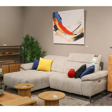 Hjørnesofa HOME4YOU Luzern elektrisk recliner Lys grå Venstre hjørne - lysegrå - Møbler - Sofaer - Reclinersofaer