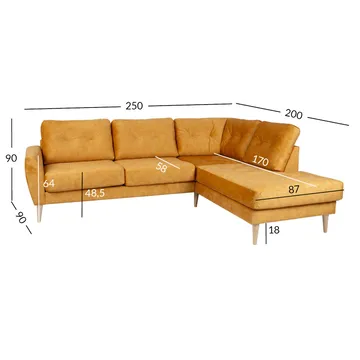 Hjørnesofa Ivarby Gul Høyre - gul - Møbler - Sofaer - Hjørnesofa