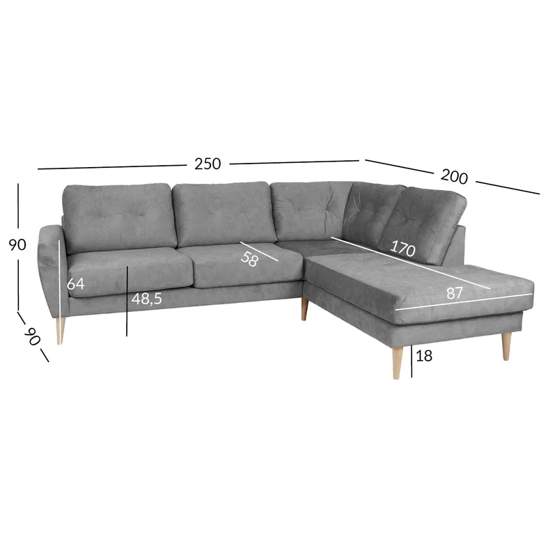 Hjørnesofa Ivarby Høyre - grå - Møbler - Sofaer - Hjørnesofa