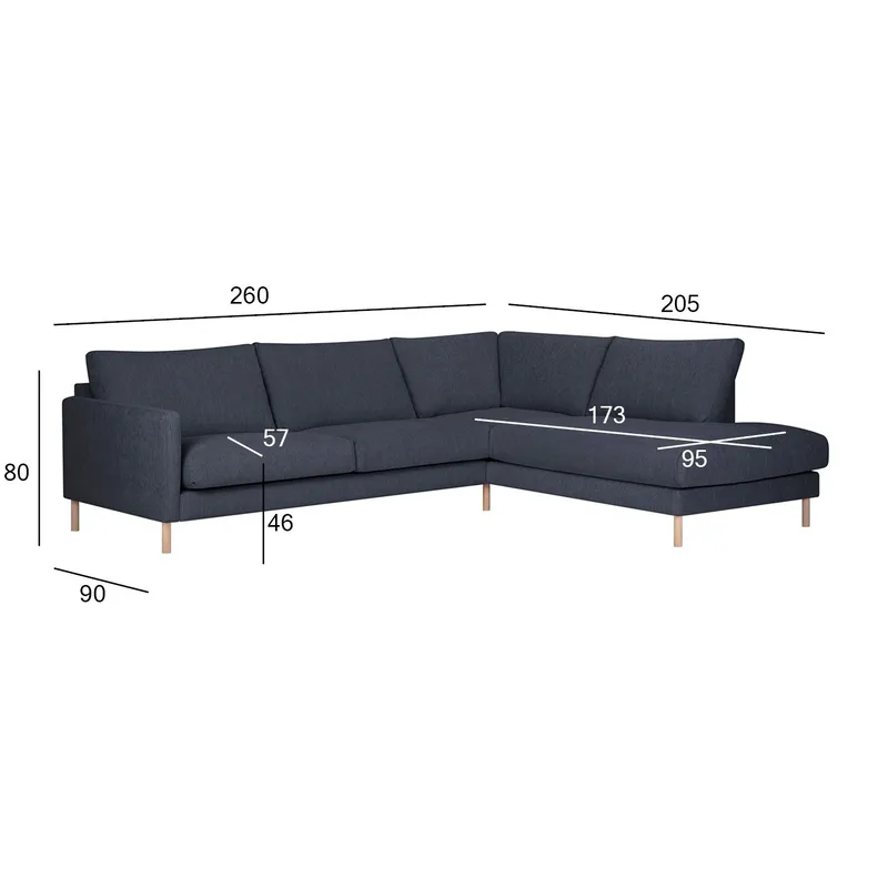 Hjørnesofa Marnor Høyre - Blå - Møbler - Sofaer - Hjørnesofa