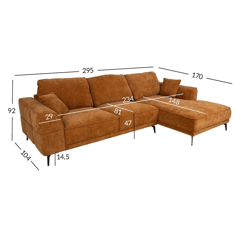 Hjørnesofa Monar Høyre - brun - Møbler - Sofaer - Hjørnesofa