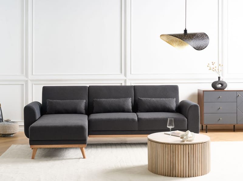 Hjørnesofa Ollsta høyrevendt - Svart - Møbler - Sofaer - Sovesofaer
