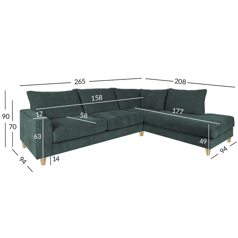 Hjørnesofa Terin Høyre - grønn - Møbler - Sofaer - Hjørnesofa