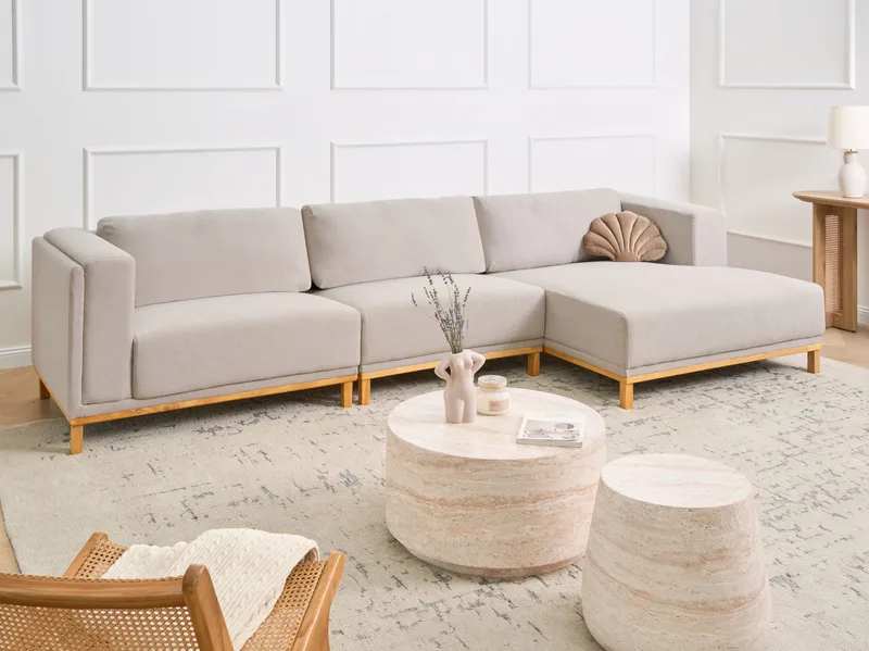 5-seters sofa Veng - Lysebrun - Møbler - Sofaer - Sofa med sjeselong - 4 seters sofa med divan