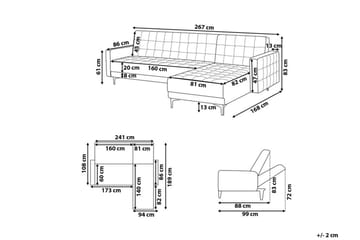 Aberdeen Hjørnesovesofa 267 cm - Rosa - Møbler - Sofaer - Sovesofaer