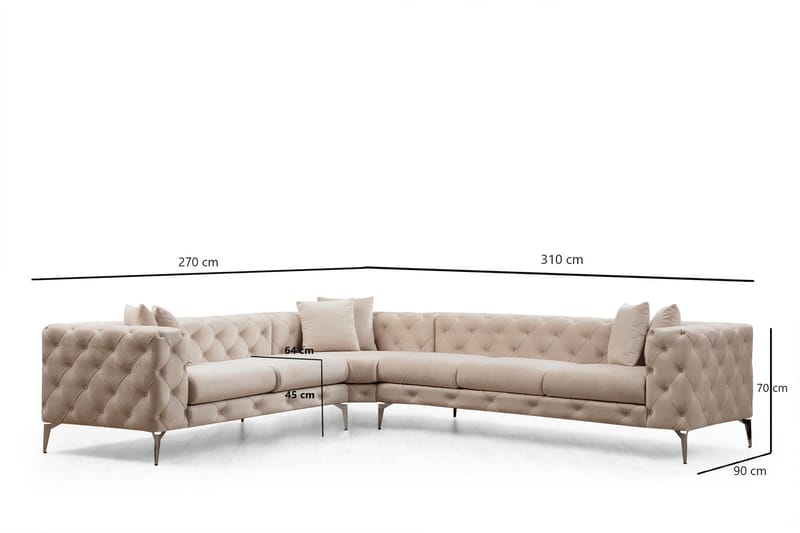 Beachport Hjørnesofa 6-seters - Beige - Hjørnesofa