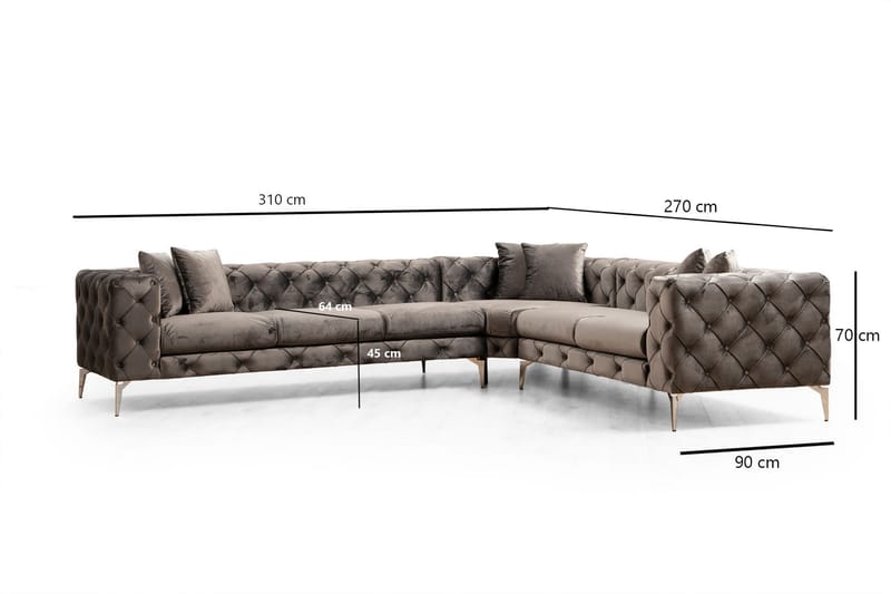 Beachport Stor Hjørnesofa 6-seters L-formet Avtagbart trekk - Antrasitt / Grå - Møbler - Sofaer - Hjørnesofa