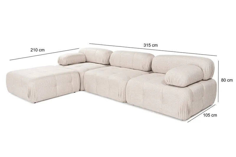 Belgin Hjørnesofa 3-seter - Lyse brun - Møbler - Sofaer - Modulsofaer - Komplett modulsofa