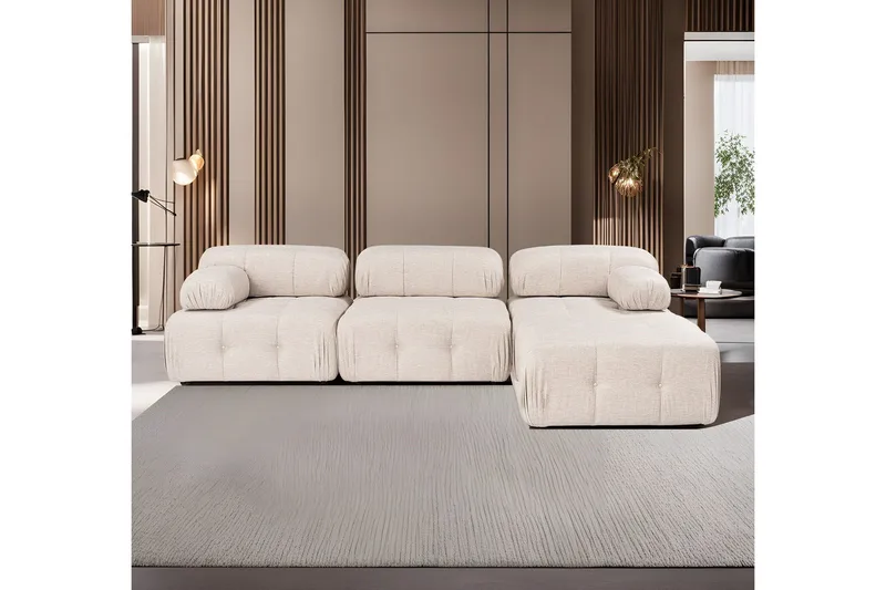 Belgin Hjørnesofa 3-seter, Lyse brun