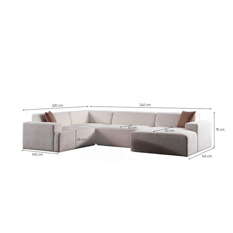 Branorin 5-seters Hjørnesofa med Sjeselong - Brun/Hvit - Møbler - Sofaer - Modulsofaer - Komplett modulsofa