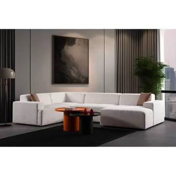 Branorin 5-seters Hjørnesofa med Sjeselong - Brun/Hvit - Møbler - Sofaer - Modulsofaer - Komplett modulsofa