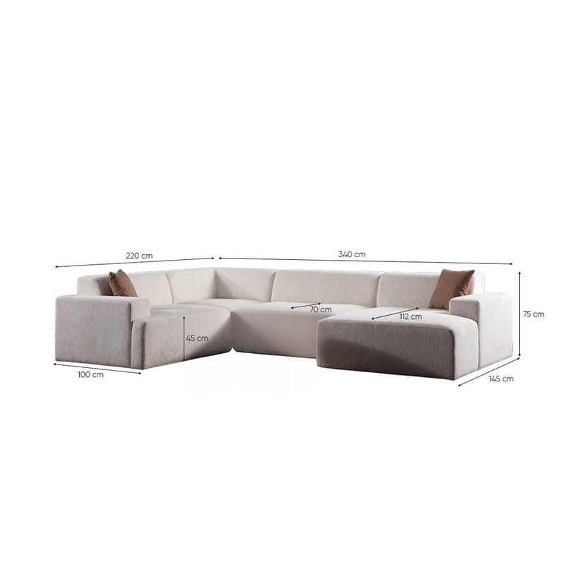 Branorin 5-seters Hjørnesofa med Sjeselong - Brun/Hvit - Møbler - Sofaer - Hjørnesofa - Hjørnesofa med divan