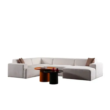 Branorin 5-seters Hjørnesofa med Sjeselong - Brun/Hvit - Møbler - Sofaer - Modulsofaer - Komplett modulsofa