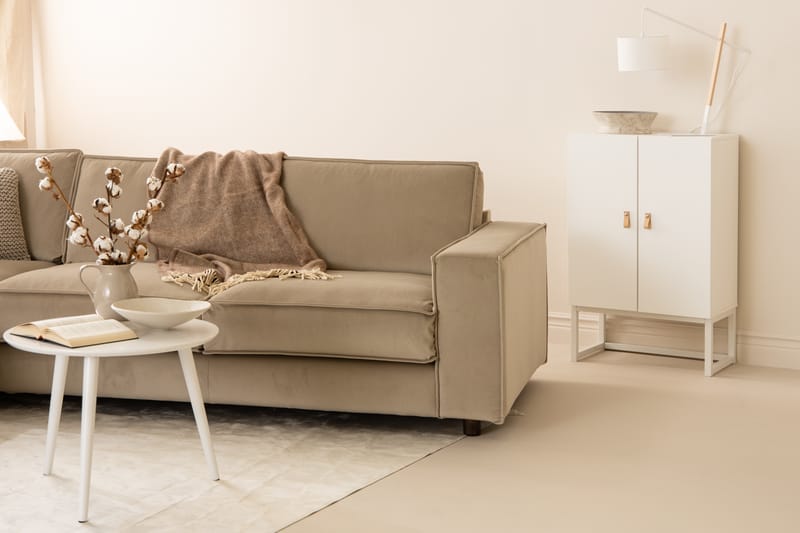 Cloudia Hjørnesofa Fløyel - Beige - Møbler - Sofaer - Hjørnesofa