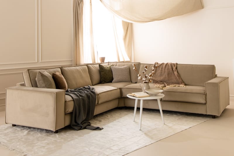 Cloudia Hjørnesofa Fløyel - Beige - Møbler - Sofaer - Hjørnesofa