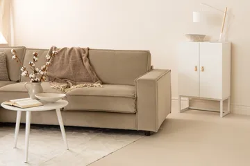 Cloudia Hjørnesofa Fløyel - Beige - Møbler - Sofaer - Hjørnesofa