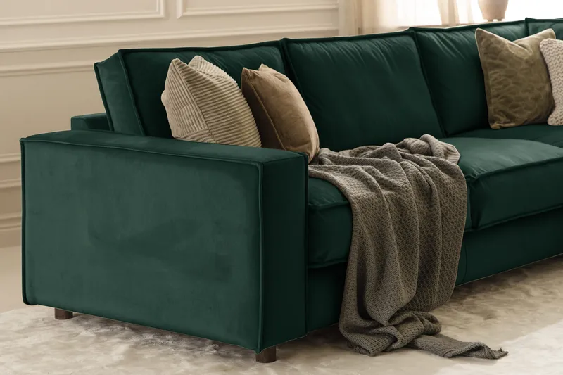 Cloudia Hjørnesofa Fløyel - Grønn - Møbler - Sofaer - Hjørnesofa