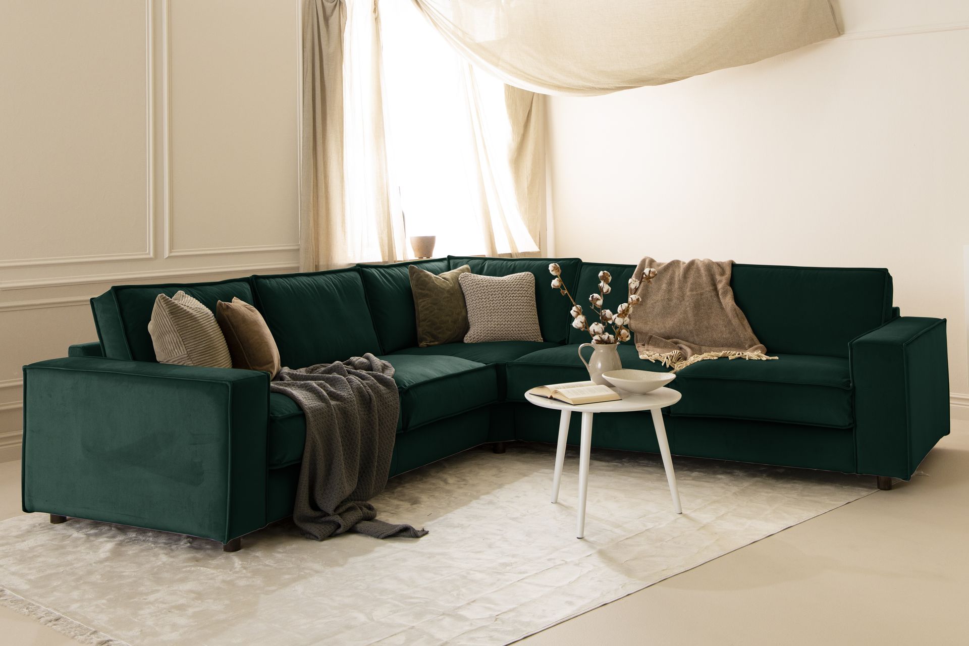 Cloudia Hjørnesofa Fløyel - Grønn - Møbler - Sofaer - Hjørnesofa