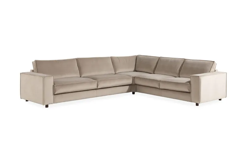 Cloudia Hjørnesofa Large Fløyel - Beige - Møbler - Sofaer - Hjørnesofa