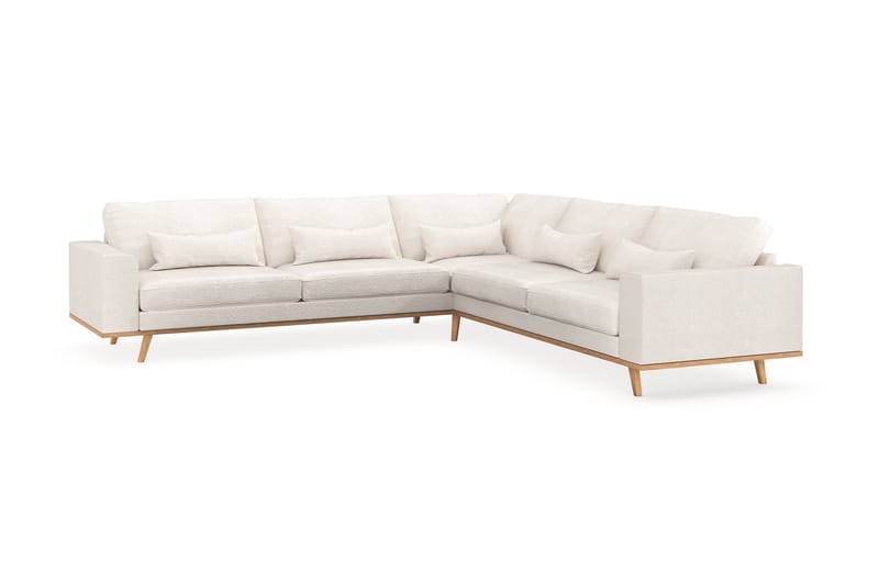 Copenhagen 6-seters L-formet Hjørnesofa i Bouclé - Hvit - Møbler - Sofaer - Hjørnesofa