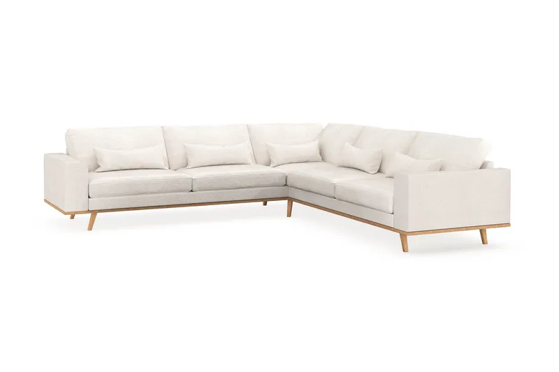 Copenhagen 6-seters L-formet Hjørnesofa i Bouclé - Hvit - Møbler - Sofaer - Hjørnesofa